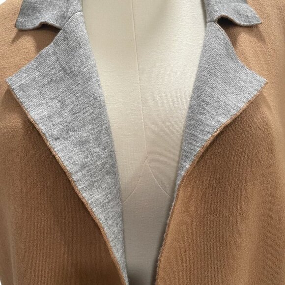 Bobeau Camel Gray Open Front Vest 1X Knit Oversized Lightweight Layering Casual - Picture 9 of 9